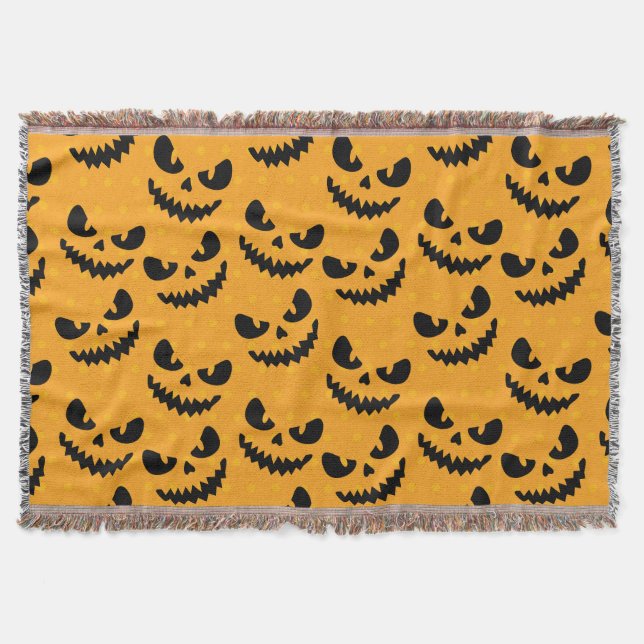 Halloween: scary faces, vintage style. throw blanket (Front)
