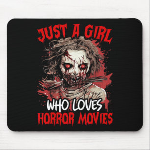Halloween Scary Ghost Just A Girl Who Loves Horror Mouse Pad
