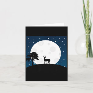 Halloween scary gift - deer on moon - animal lover card
