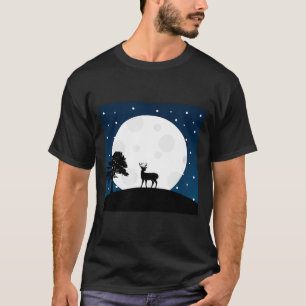 Halloween scary gift - deer on moon - animal lover T-Shirt