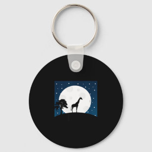 Halloween scary gift - giraffe on moon - animal key ring