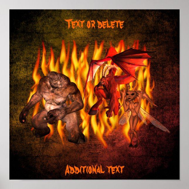 Halloween Scary Gremlins Monsters Personalised  Poster (Front)