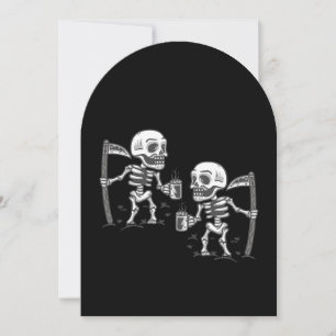 halloween scary grim reaper skeleton coffee invitation