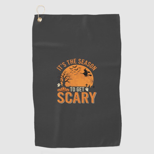 Halloween Scary Haunted Castle Vector Golf Towel (Front)
