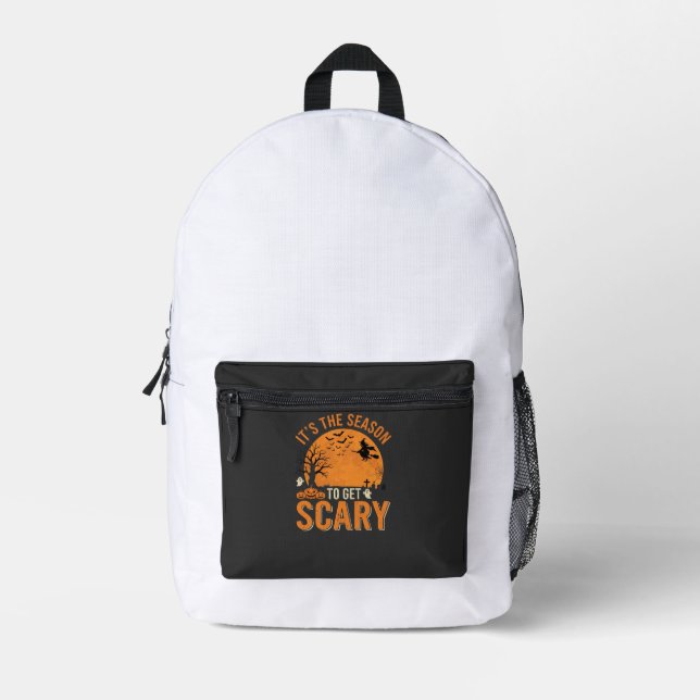 Halloween Scary Haunted Castle Vector Printed Backpack (Front)