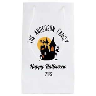 Halloween Scary Haunted  House Personalised Name Small Gift Bag