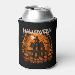 HALLOWEEN SCARY HAUNTED HOUSE SKULLS CAN COOLER