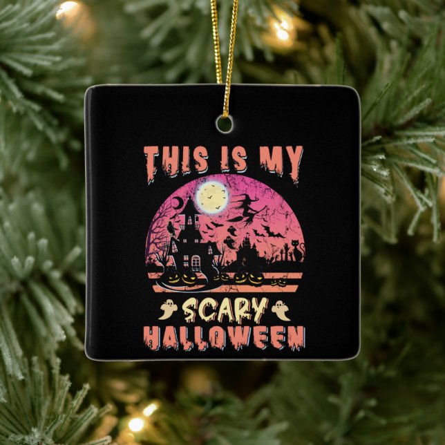 Halloween Scary Night Ceramic Ornament (Tree)