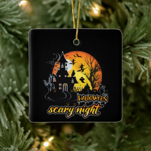 Halloween Scary Night Ceramic Ornament