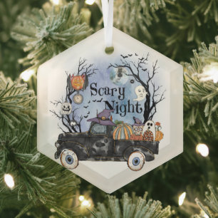 Halloween Scary Night Glass Tree Decoration