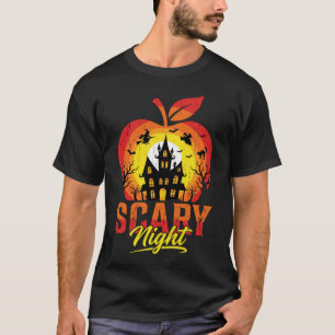 Halloween Scary Night Haunted Apple Vector T-Shirt