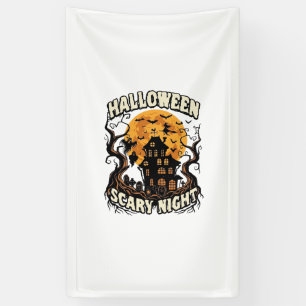 Halloween Scary Night Haunted House Full Moon Witc Banner