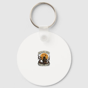 Halloween Scary Night Haunted House Full Moon Witc Key Ring
