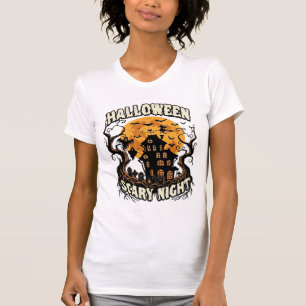 Halloween Scary Night Haunted House Full Moon Witc T-Shirt