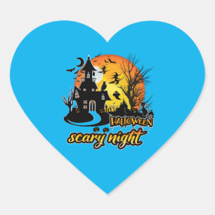 Halloween Scary Night Heart Sticker