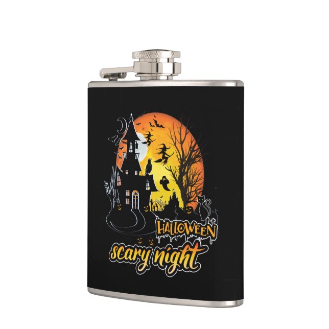 Halloween Scary Night Hip Flask (Left)