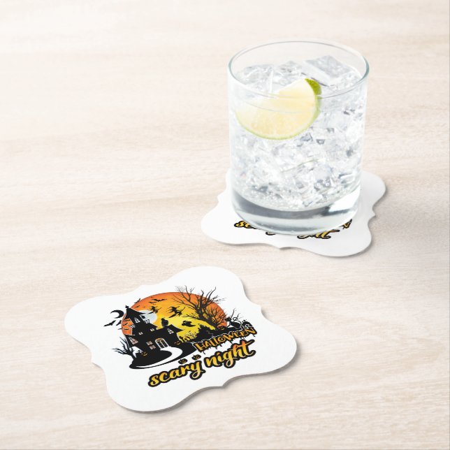 Halloween Scary Night Paper Coaster (Insitu)