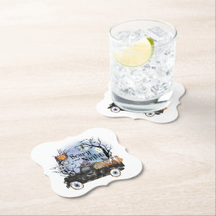 Halloween Scary Night Paper Coaster