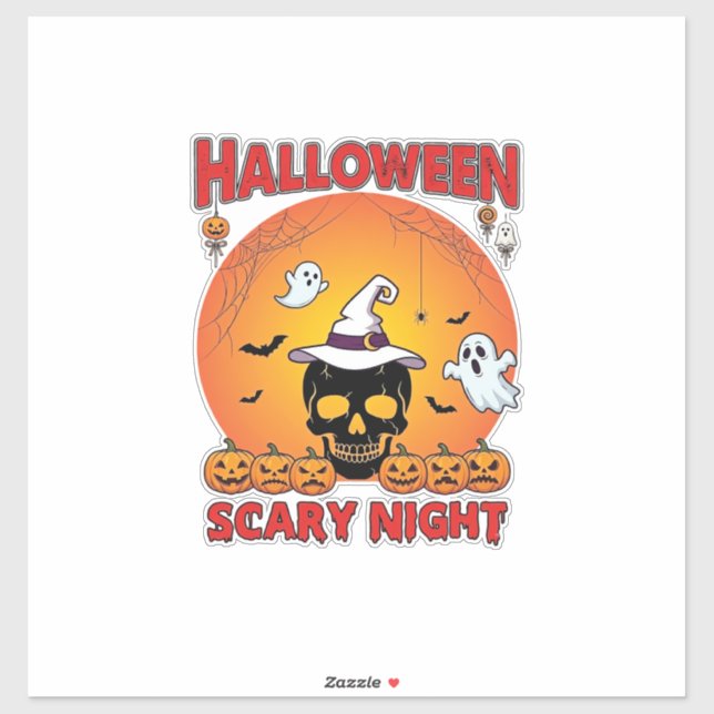 Halloween Scary Night Skull Witch Hat Pumpkins Gho (Sheet)