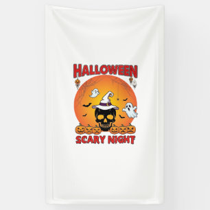 Halloween Scary Night Skull Witch Hat Pumpkins Gho Banner
