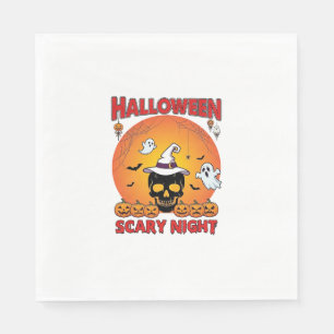 Halloween Scary Night Skull Witch Hat Pumpkins Gho Napkin
