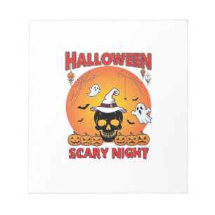 Halloween Scary Night Skull Witch Hat Pumpkins Gho Notepad