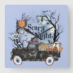 Halloween Scary_Night Square Wall Clock