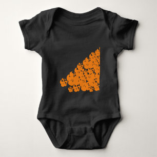 Halloween scary orange skulls pile black baby bodysuit