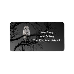 Halloween Scary Owl in a Tree Address Label