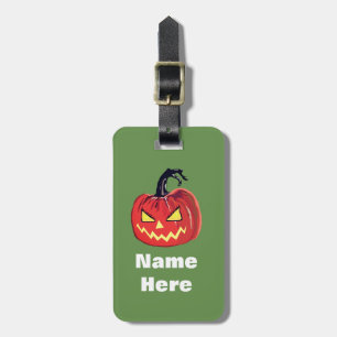 Halloween Scary Pumpkin Custom Name Luggage Tags