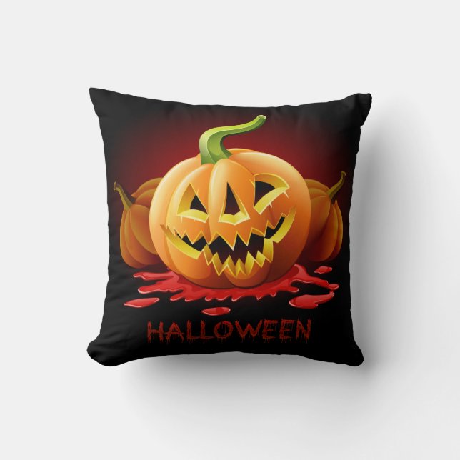 Halloween Scary Pumpkin - Customise Cushion (Front)
