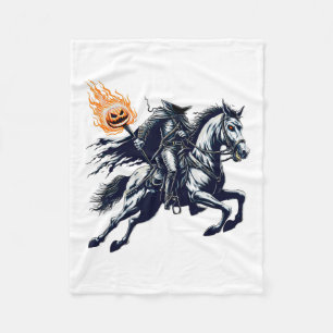Halloween Scary Pumpkin Headless Horseman Fleece Blanket