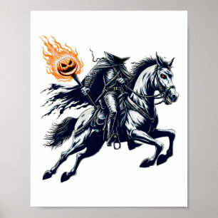 Halloween Scary Pumpkin Headless Horseman  Poster