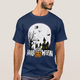 Halloween Scary Pumpkin Moon Night on a Haunted Ho T-Shirt