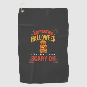 Halloween Scary Pumpkin Retro Design Golf Towel