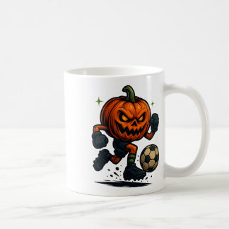 Halloween Scary Pumpkin Showing Soccer Skills Spoo Coffee Mug