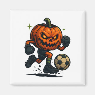 Halloween Scary Pumpkin Showing Soccer Skills Spoo Magnet