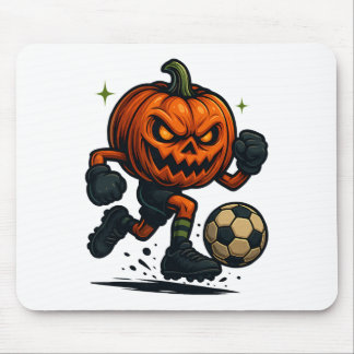 Halloween Scary Pumpkin Showing Soccer Skills Spoo Mouse Pad
