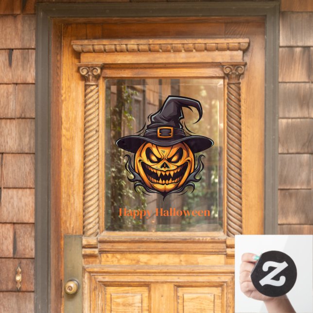 Halloween Scary Pumpkin Window Cling (Home Door)