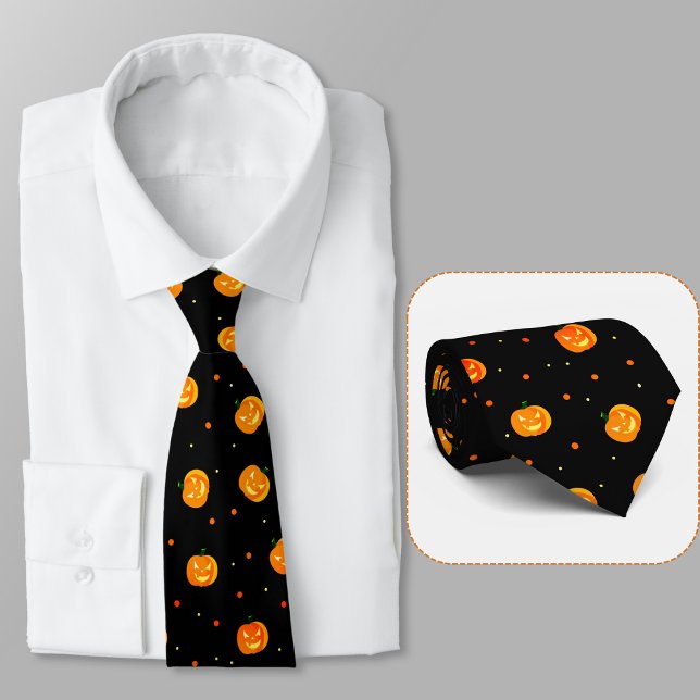 Halloween Scary Pumpkins Jack-o'-Lantern Pattern  Tie (Creator Uploaded)