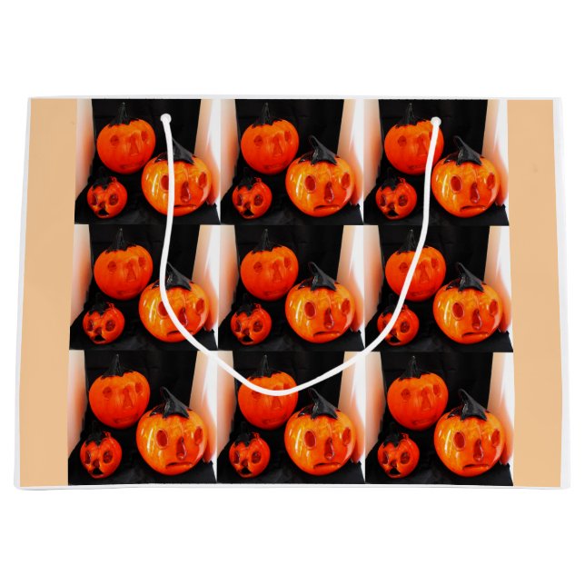 Halloween scary pumpkins large gift bag (Front)