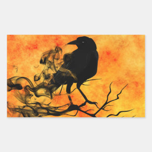 Halloween Scary Scene 11 The Raven Rectangular Sticker