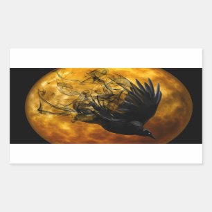 Halloween Scary Scene 13 Raven in Flight Rectangular Sticker