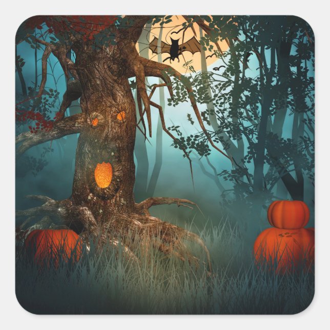 Halloween Scary Scene (3) - Customise Square Sticker (Front)