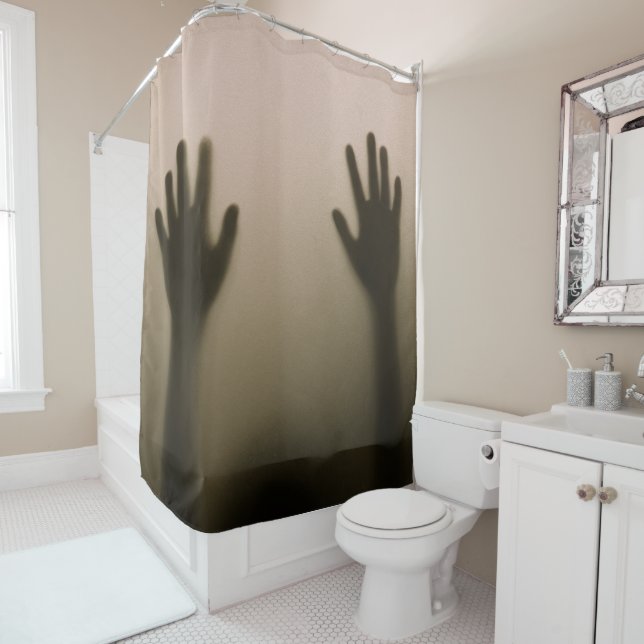 Halloween Scary Silhouette Two Hand Shower Curtain (In Situ)
