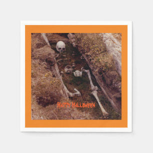 Halloween Scary Skeleton Bones Party Photo Design Napkin