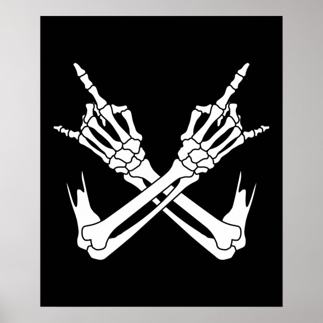 Halloween Scary Skeleton Rocker Hands Poster (Front)