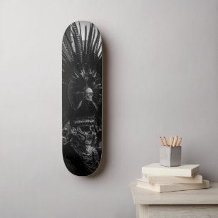 Halloween Scary Skull Black & White Skateboard