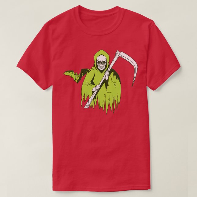 Halloween Scary skull ghost with bat Classic TShir T-Shirt (Design Front)
