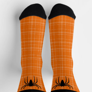Halloween Scary Spider Orange Black Widow Novelty Socks